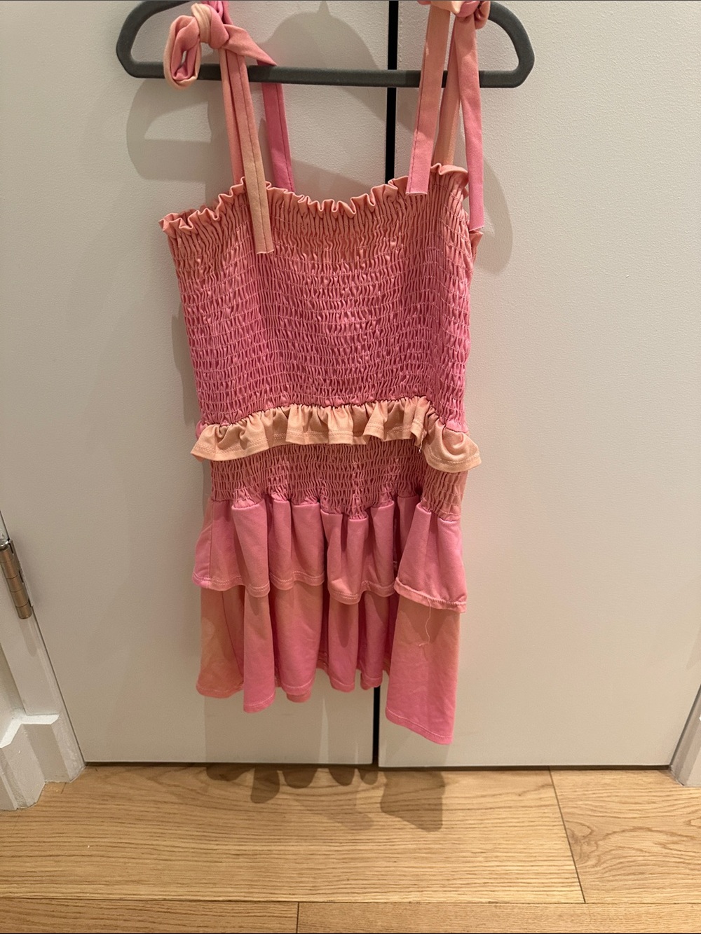 Tweenstyle Pink and Peach Smocked Sundress with Ruffles